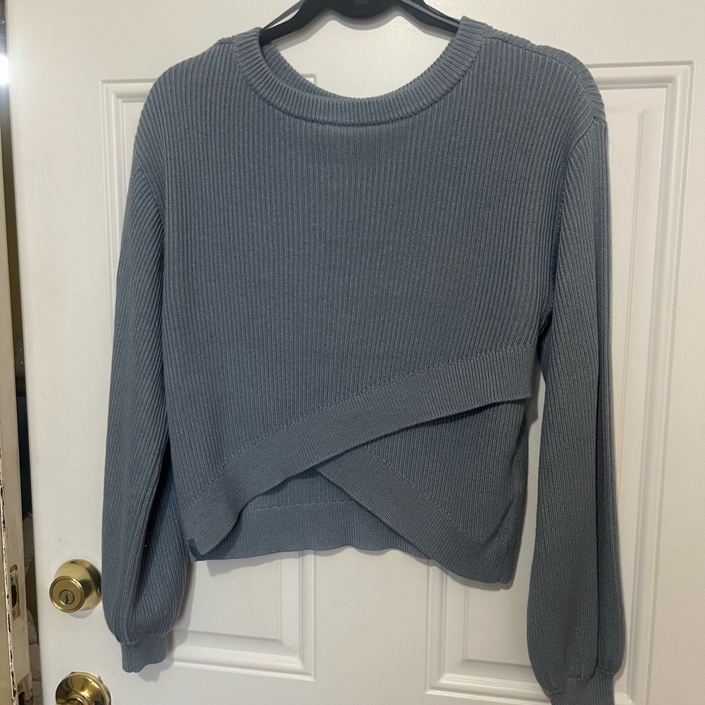 Lululemon Cropped Rib Knit Pullover Sweater - Dusty Blue